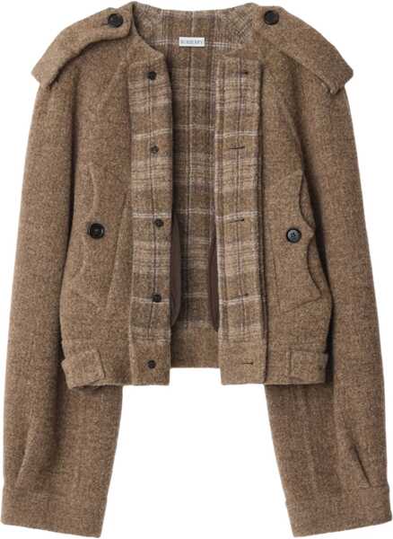 Esarfe Burberry Wool-Blend Jacket With Scarf BROWN Femei (BM 19355642) 1