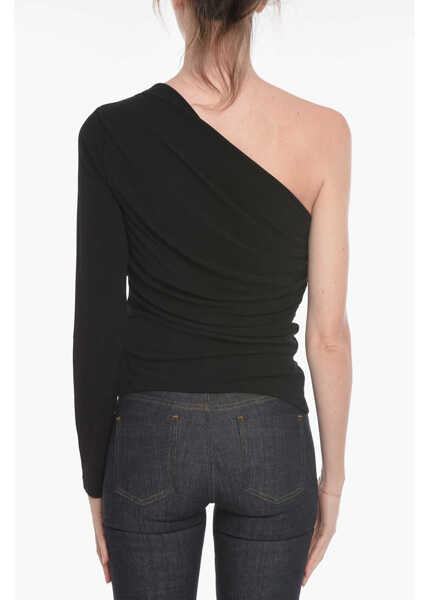 Tricouri DSQUARED2 Draped One-Shoulder Top Black Femei (BM 19355735) 2