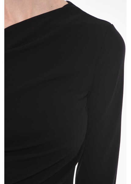 Tricouri DSQUARED2 Draped One-Shoulder Top Black Femei (BM 19355735) 3