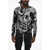 Alexander McQueen Crew-Neck Sweater In Metallic Fabric With Jacquard Skull Mot Black & White