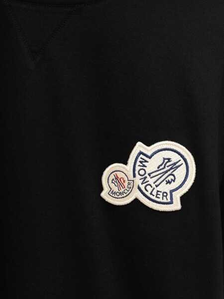 Tricouri Moncler T-Shirt With Double Logo Patches BLACK Barbati (BM 19355768) 3