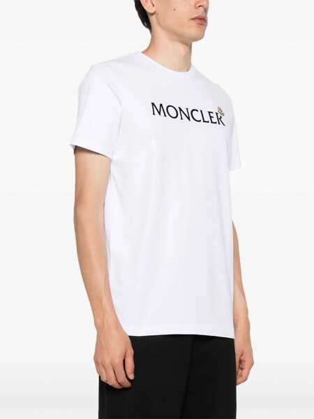 Tricouri Moncler T-Shirt With Flocked Logo WHITE Barbati (BM 19355783) 3