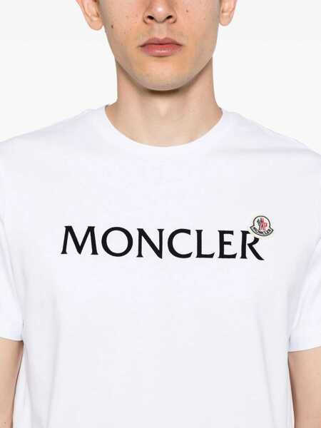 Tricouri Moncler T-Shirt With Flocked Logo WHITE Barbati (BM 19355783) 5