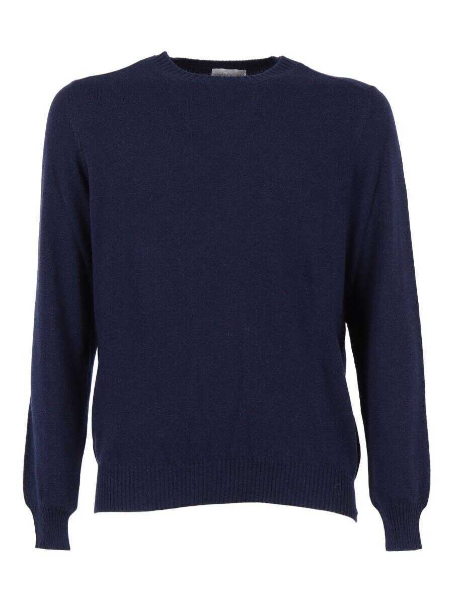 Pulovere SETTE FILI CASHMERE Sette Fili Cashmere Girocoll BLUE Barbati (BM 19360905) 1