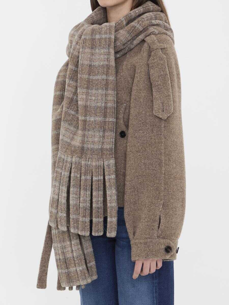 Esarfe Burberry Wool-Blend Jacket With Scarf BROWN Femei (BM 19362531) 2