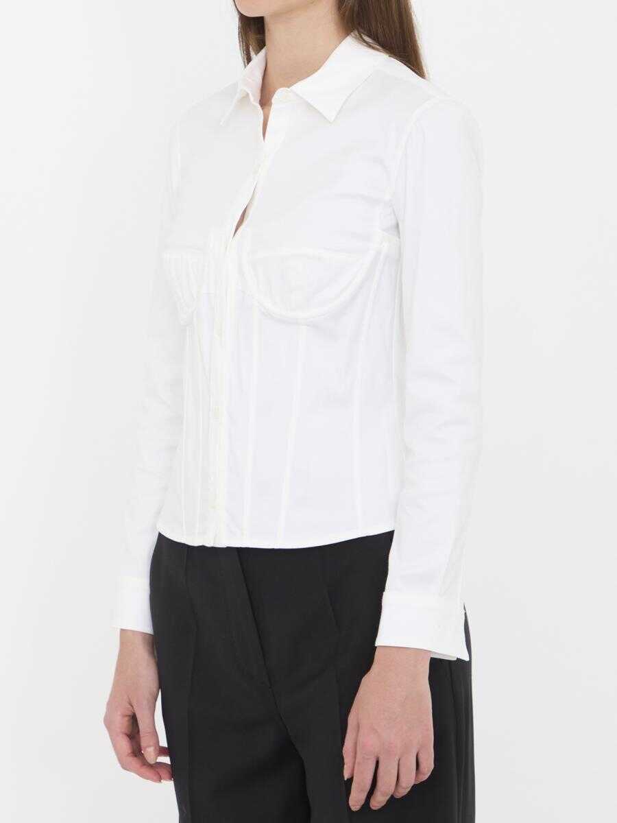 Camasi Balenciaga Corsedet Shirt In Stretch Poplin WHITE Femei (BM 19364916) 2