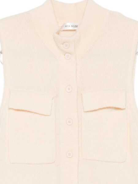 Topuri AYA MUSE Aya Muse Button Vest With Tie Clothing PEACH CREAM Femei (BM 19365585) 3