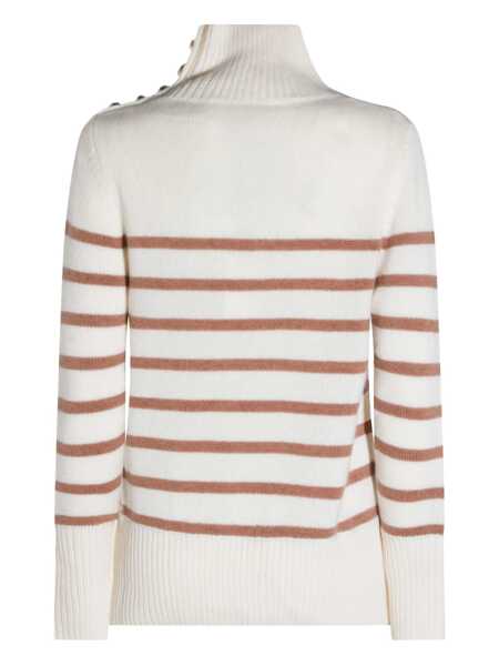 Pulovere KUJTEN Kujten White And Brown Cashmere Knitwear BLANC/CAMEL Femei (BM 19366524) 2