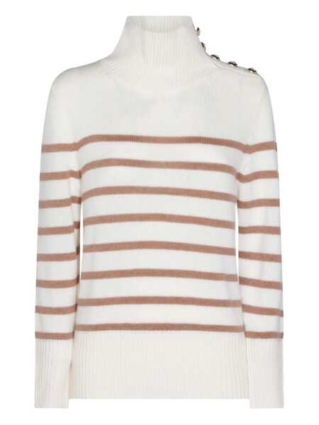 Pulovere KUJTEN Kujten White And Brown Cashmere Knitwear BLANC/CAMEL Femei (BM 19366524) 1