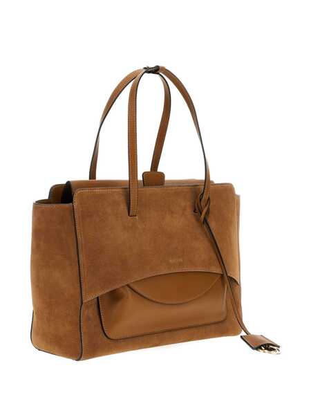 Genti de mana Hidesins Hidesins Flap L Caramel Bag In Suede And Smooth Leather BROWN Femei (BM 19366638) 3