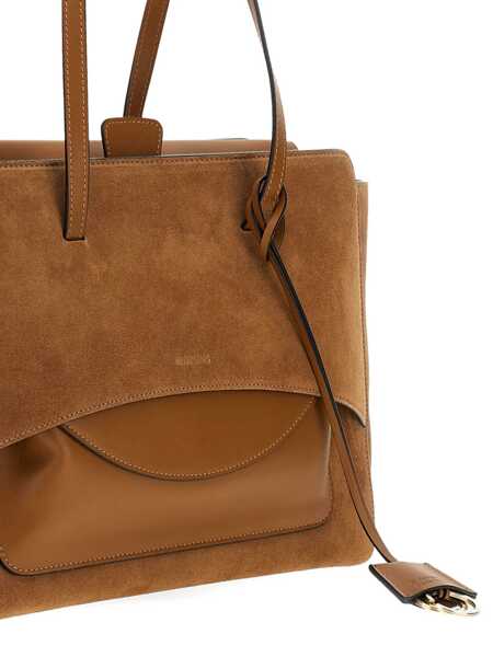 Genti de mana Hidesins Hidesins Flap L Caramel Bag In Suede And Smooth Leather BROWN Femei (BM 19366638) 4