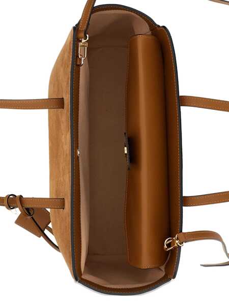 Genti de mana Hidesins Hidesins Flap L Caramel Bag In Suede And Smooth Leather BROWN Femei (BM 19366638) 5