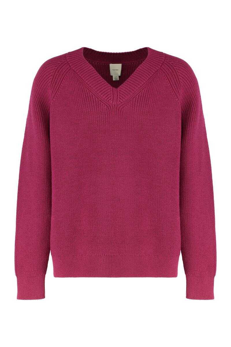 Pulovere Calvin Klein Calvin Klein Sweater With V-Neck In Mixed Wool RED Barbati (BM 19367850) 2
