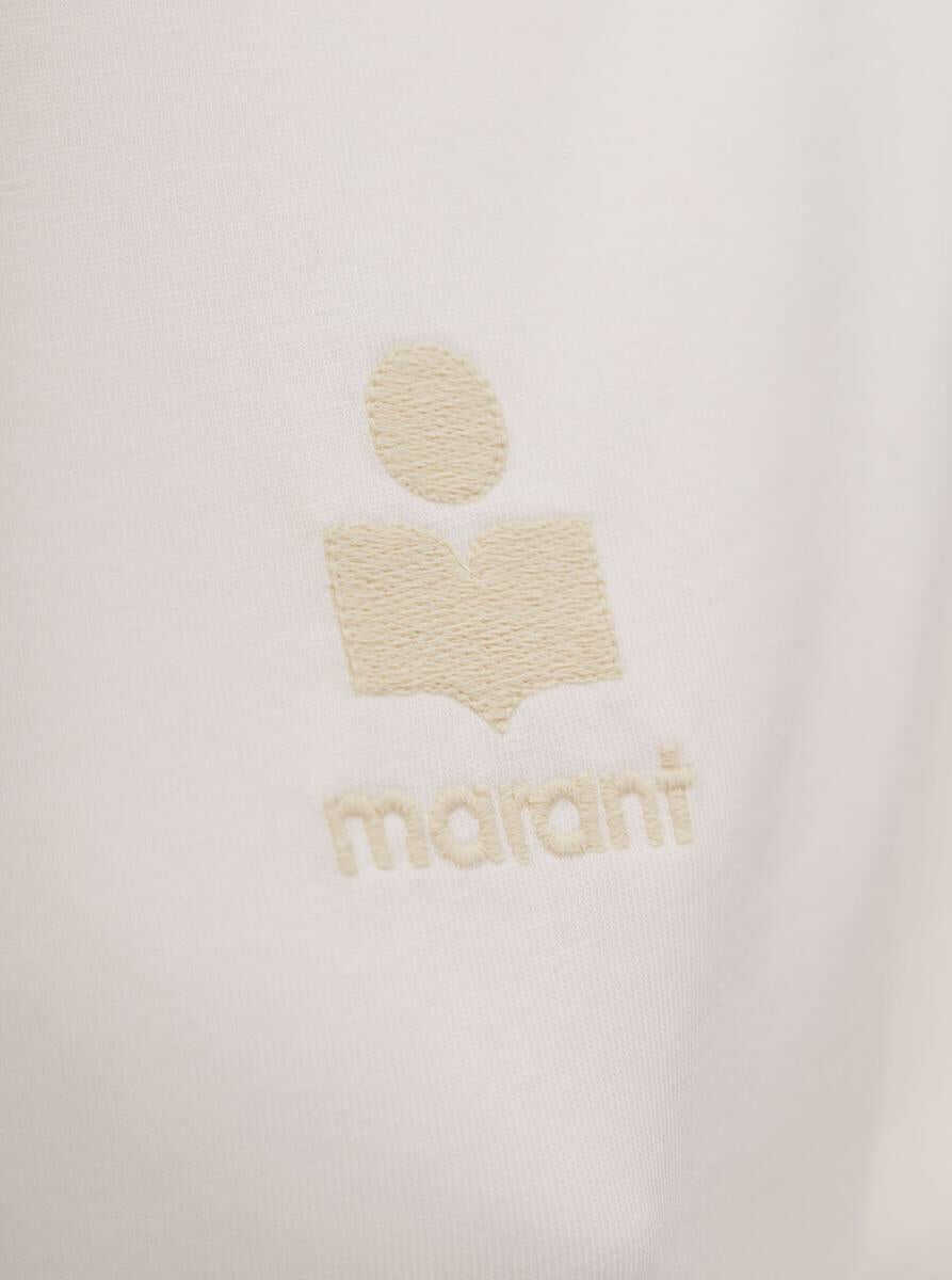 Tricouri Isabel Marant Aby White Crewneck T-Shirt With Small Logo Print Woman Isabel Marant toile WHITE Femei (BM 19369101) 3