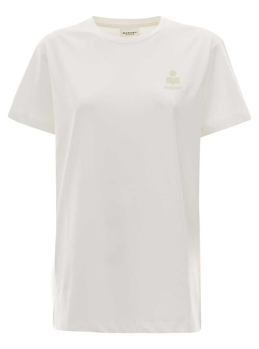 Tricouri Isabel Marant Aby White Crewneck T-Shirt With Small Logo Print Woman Isabel Marant toile WHITE Femei (BM 19369101) 1