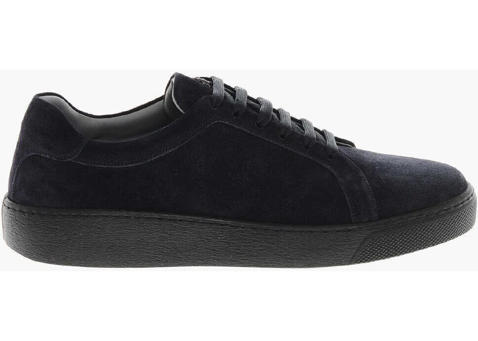 Sneakers CORNELIANI Cc Collection Suede Low-Top Sneakers With Beetle Detail Blue Barbati (BM 19370288) 3