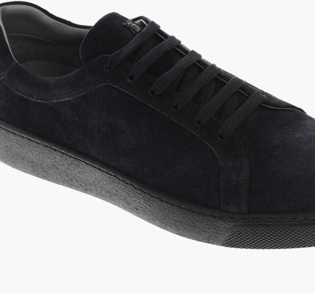Sneakers CORNELIANI Cc Collection Suede Low-Top Sneakers With Beetle Detail Blue Barbati (BM 19370288) 4