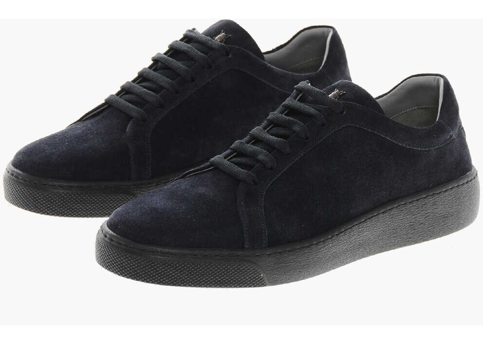 Sneakers CORNELIANI Cc Collection Suede Low-Top Sneakers With Beetle Detail Blue Barbati (BM 19370288) 1