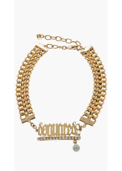 Pulovere DSQUARED2 Brass Logoed Choker With Rhinestones Gold Femei (BM 19370309) 1