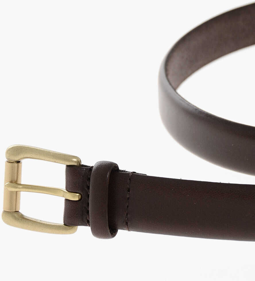Curele Comme des Garons Homme Plus Leather Belt With Golden-Effect Buckle 25Mm Brown Barbati (BM 19370312) 2