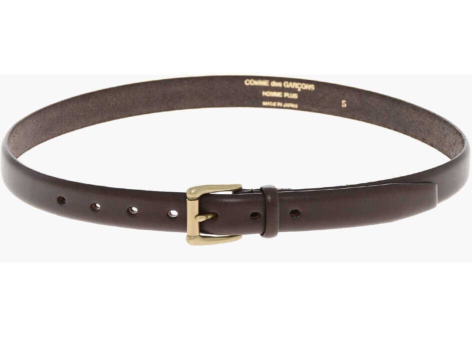 Curele Comme des Garons Homme Plus Leather Belt With Golden-Effect Buckle 25Mm Brown Barbati (BM 19370312) 3