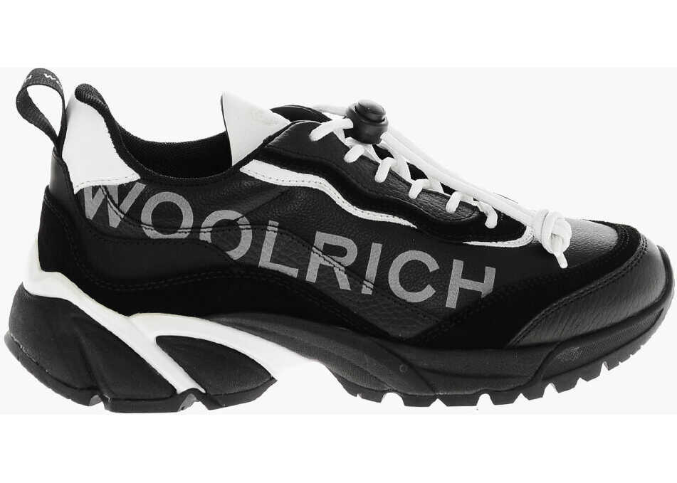 Sneakers Woolrich Textured Leather Tech Runner Sneakers With Printed Logo Black Femei (BM 19370321) 3