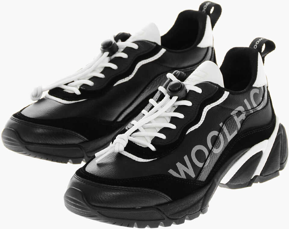 Sneakers Woolrich Textured Leather Tech Runner Sneakers With Printed Logo Black Femei (BM 19370321) 1