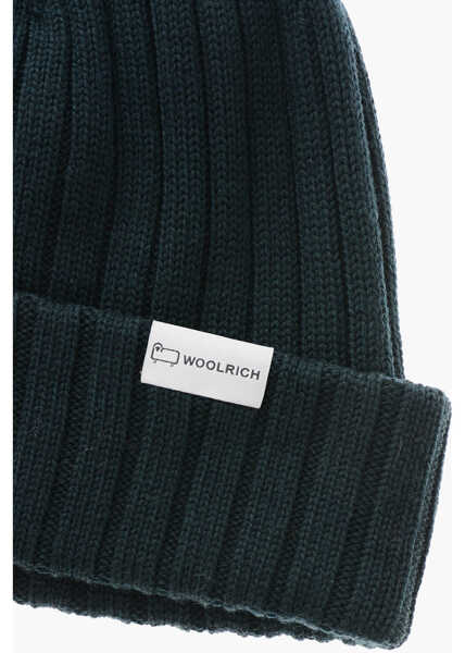 Caciuli Woolrich Ribbed Virgin Wool Beanie Green Barbati (BM 19370324) 2