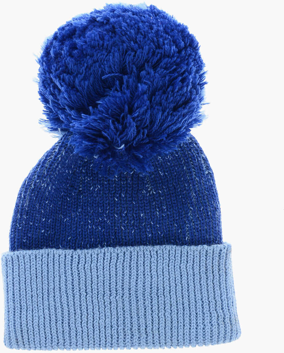 Caciuli DSQUARED2 Two-Tone Wool Blend Beanie With Pom Poms Blue Baieti (BM 19370345) 3