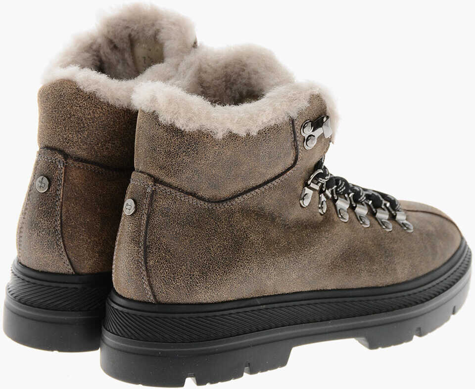 Botine Woolrich Leather Hiking Booties With Shearling Lining Brown Femei (BM 19370351) 2