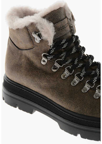 Botine Woolrich Leather Hiking Booties With Shearling Lining Brown Femei (BM 19370351) 4