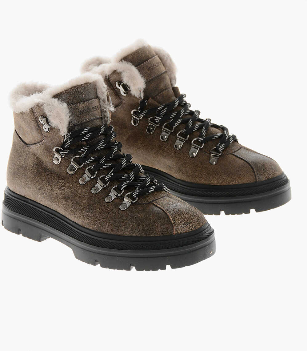 Botine Woolrich Leather Hiking Booties With Shearling Lining Brown Femei (BM 19370351) 1