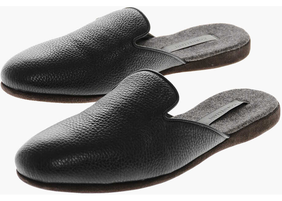 Saboti CORNELIANI Textured Leather Sabot Black Barbati (BM 19370357) 1