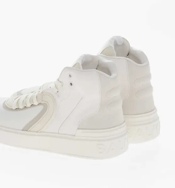 Sneakers Balmain Solid Color Leather Skate High-Top Sneakers With Suede Detai White Barbati (BM 19370477) 2