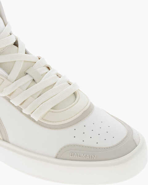 Sneakers Balmain Solid Color Leather Skate High-Top Sneakers With Suede Detai White Barbati (BM 19370477) 4