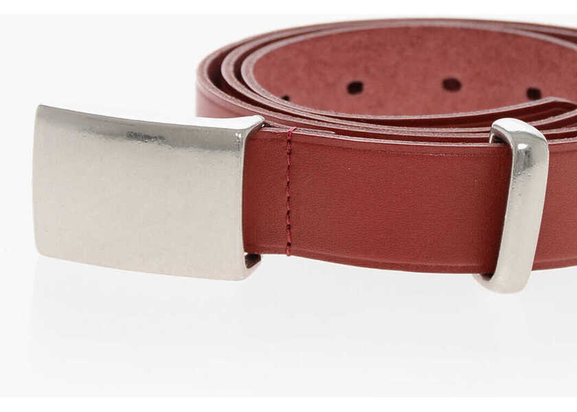 Curele Comme des Garons Homme Plus Solid Color Leather Belt 30Mm Red Barbati (BM 19370489) 2