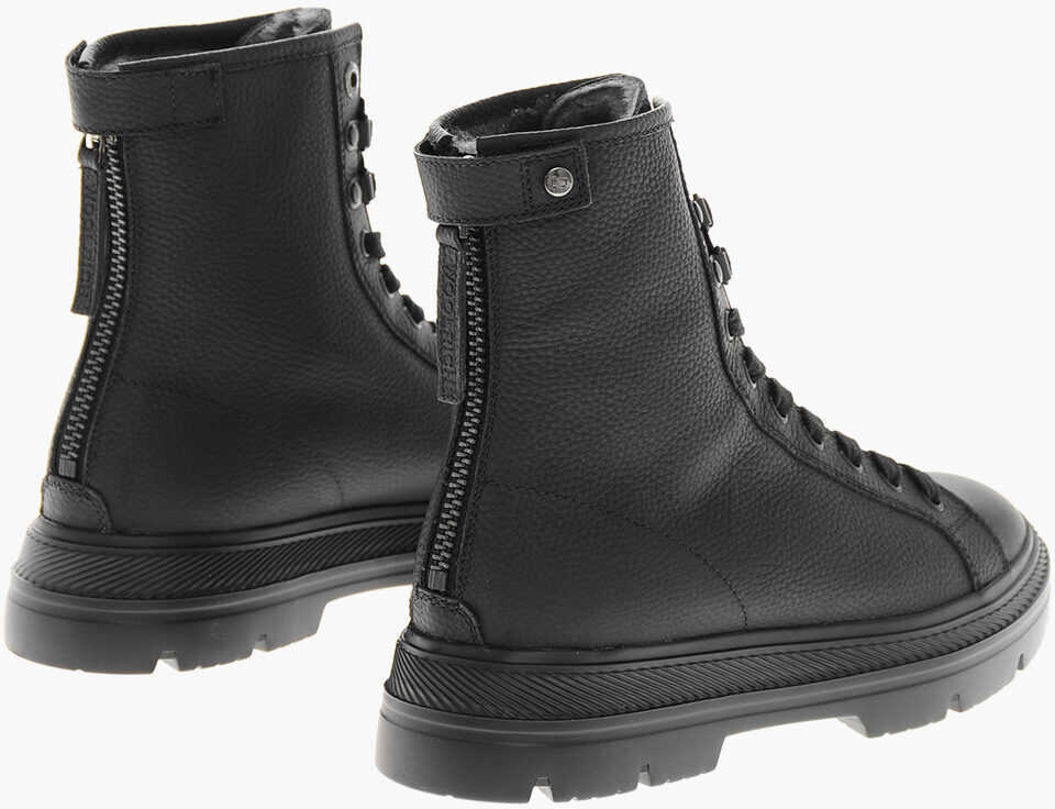 Botine Woolrich Lace-Up Ankle Boots Military Hammered Leather With Vibram So Black Femei (BM 19370498) 2