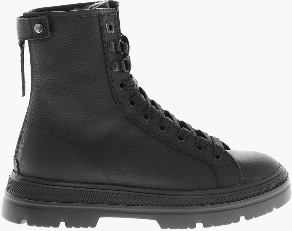 Botine Woolrich Lace-Up Ankle Boots Military Hammered Leather With Vibram So Black Femei (BM 19370498) 3