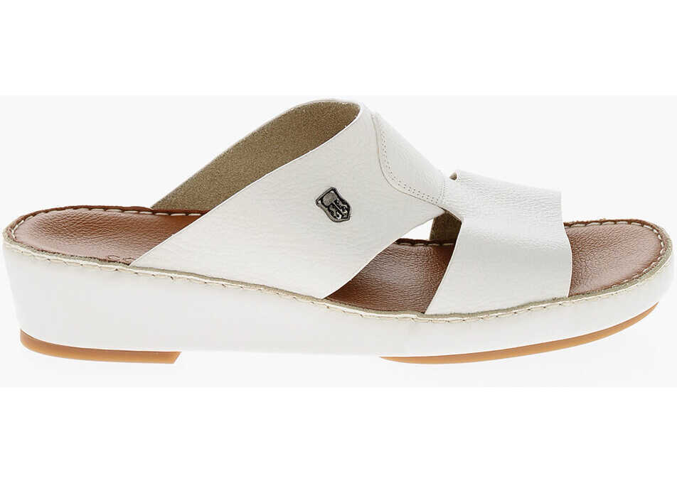Sandale CORNELIANI Textured Leather Sandals With Logoed Detail White Barbati (BM 19370522) 3