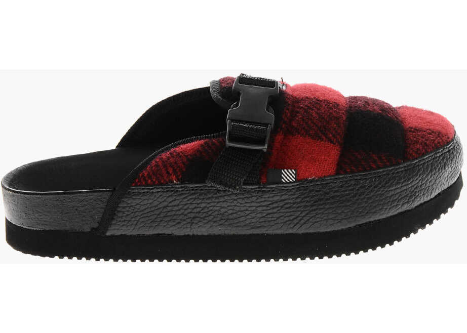 Saboti Woolrich Wool Blend Arctic Mules With Iconic Pattern Red Barbati (BM 19370552) 3