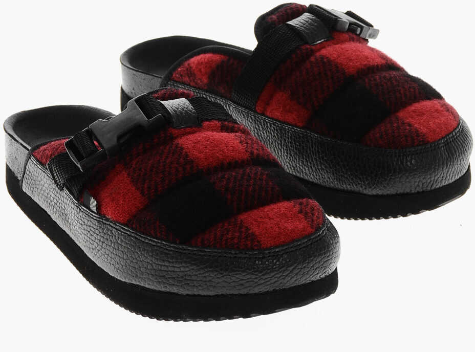 Saboti Woolrich Wool Blend Arctic Mules With Iconic Pattern Red Barbati (BM 19370552) 1