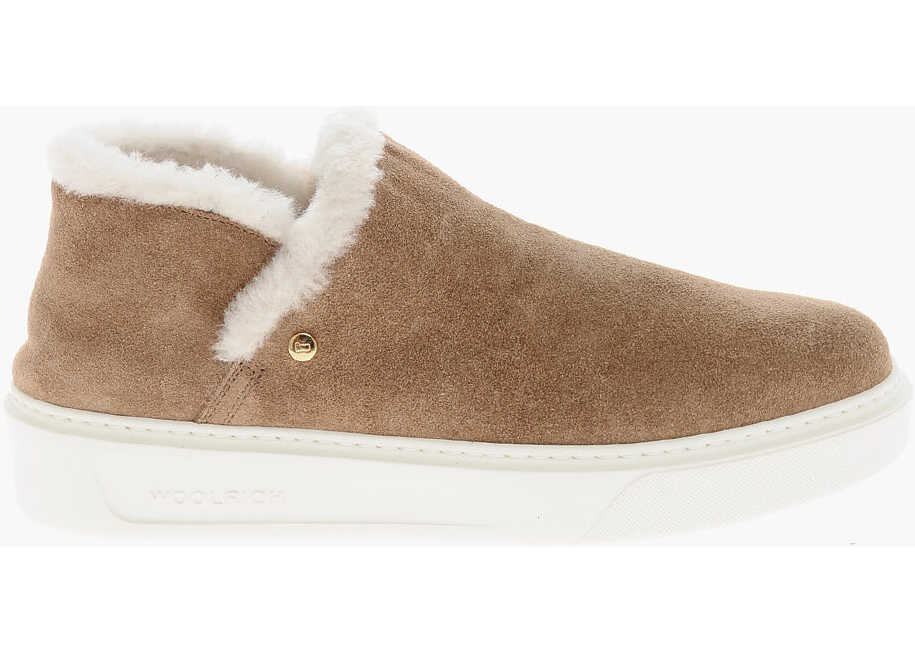 Botine Woolrich Suede Slip On Desert Booties With Shearling Lining Brown Femei (BM 19370675) 3
