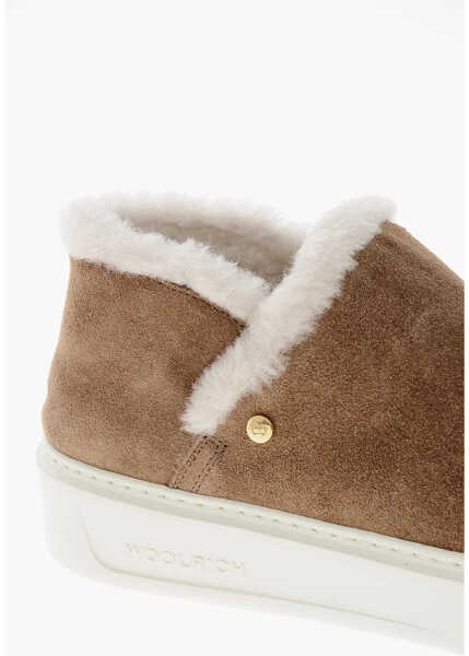 Botine Woolrich Suede Slip On Desert Booties With Shearling Lining Brown Femei (BM 19370675) 4