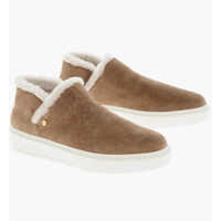 Botine Suede Slip On Desert Booties With Shearling Lining Femei