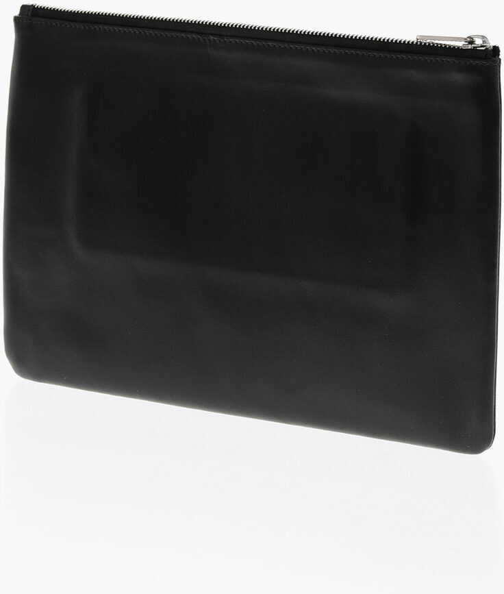 Genti de mana Burberry Leather Clutch With Contrasting Print Black Barbati (BM 19370678) 2