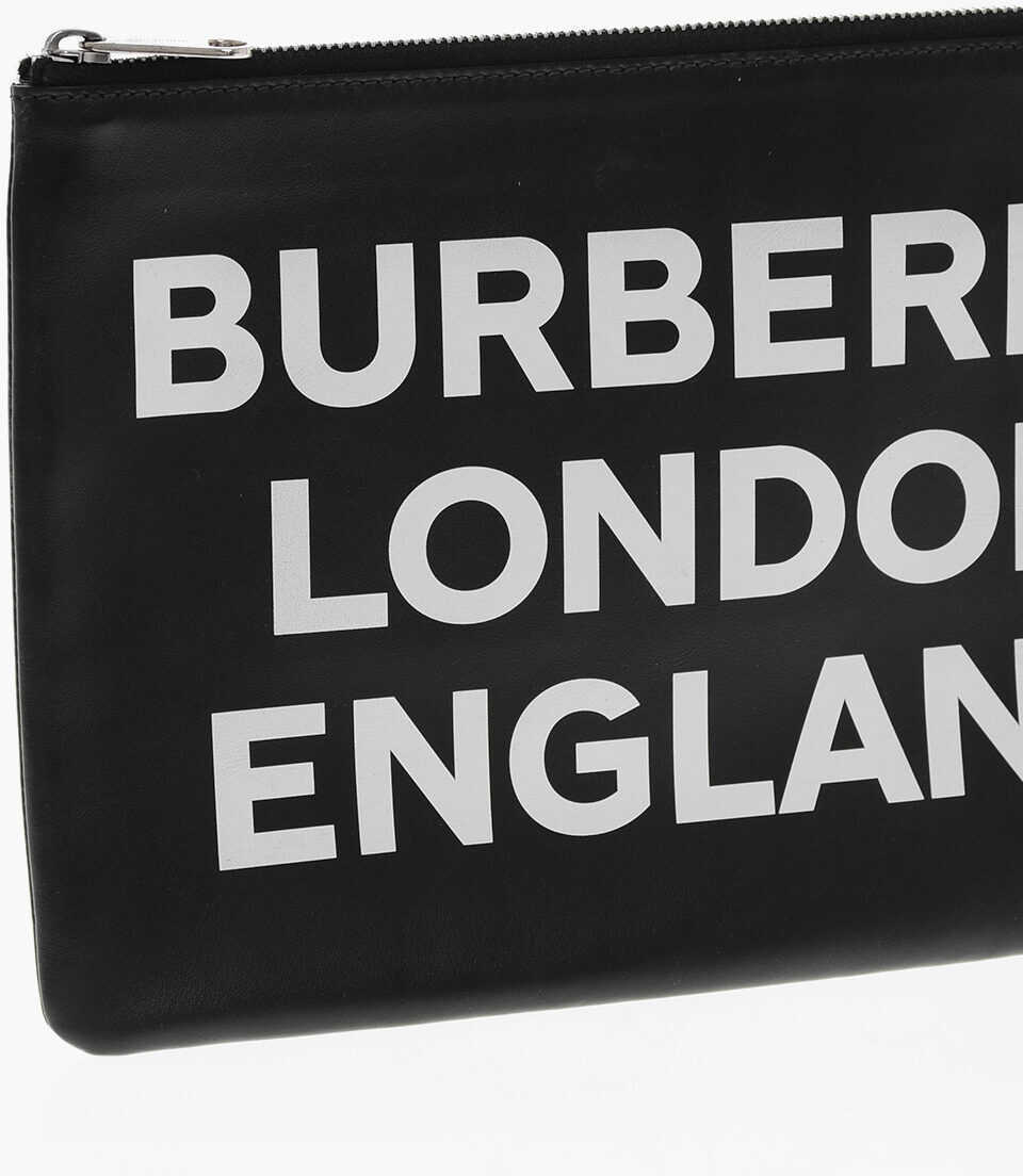 Genti de mana Burberry Leather Clutch With Contrasting Print Black Barbati (BM 19370678) 3