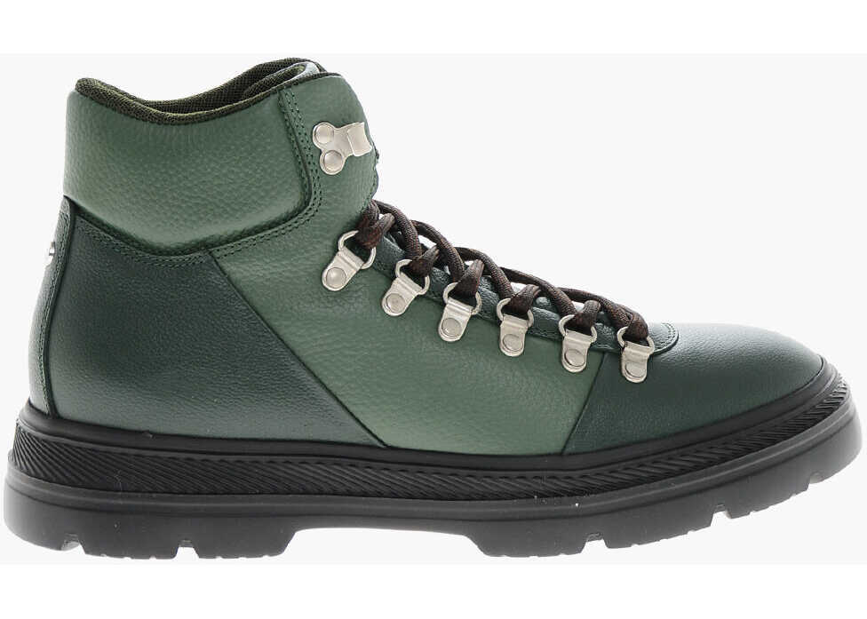 Botine Woolrich Textured Leather Cathari Hiking Booties Green Femei (BM 19370687) 3