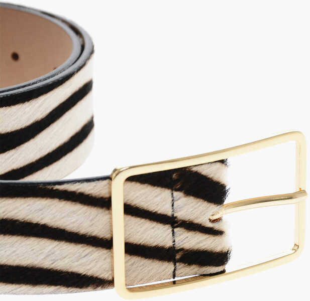 Curele B-LOW THE BELT Animal Patterned Ponyskin Belt With Golden Buckle 40Mm Multicolor Femei (BM 19370693) 2