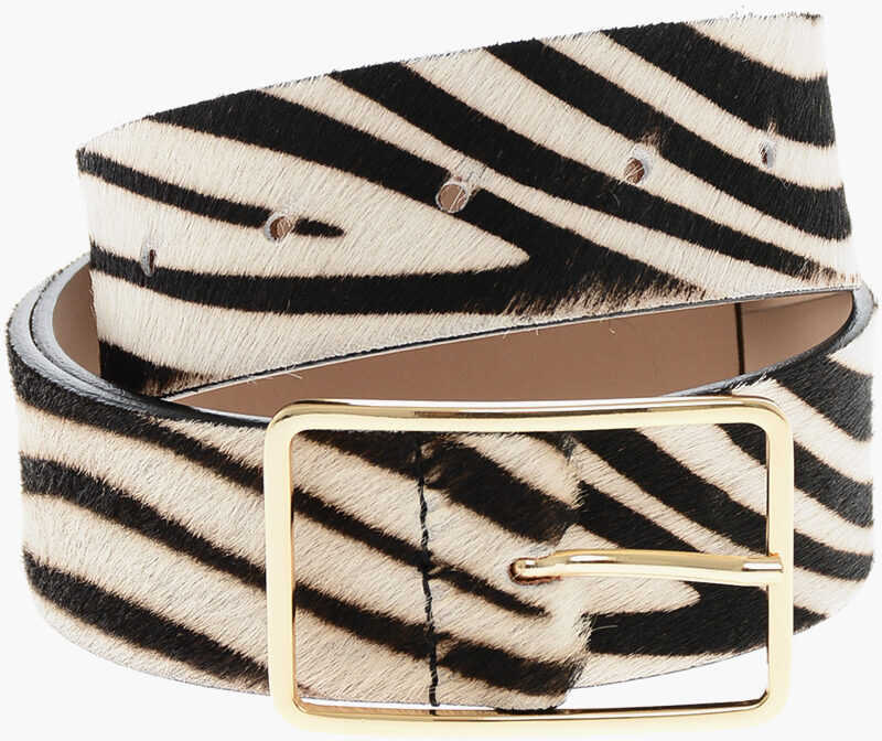 Curele B-LOW THE BELT Animal Patterned Ponyskin Belt With Golden Buckle 40Mm Multicolor Femei (BM 19370693) 1