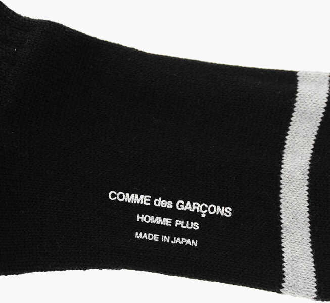 Sosete Thom Browne Merino Wool Long Socks With Embroidery Black Barbati (BM 19370735) 2